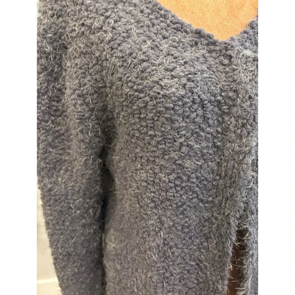 POL Long Boucle‎ Knit Cardigan Gray Open Front Cozy Women